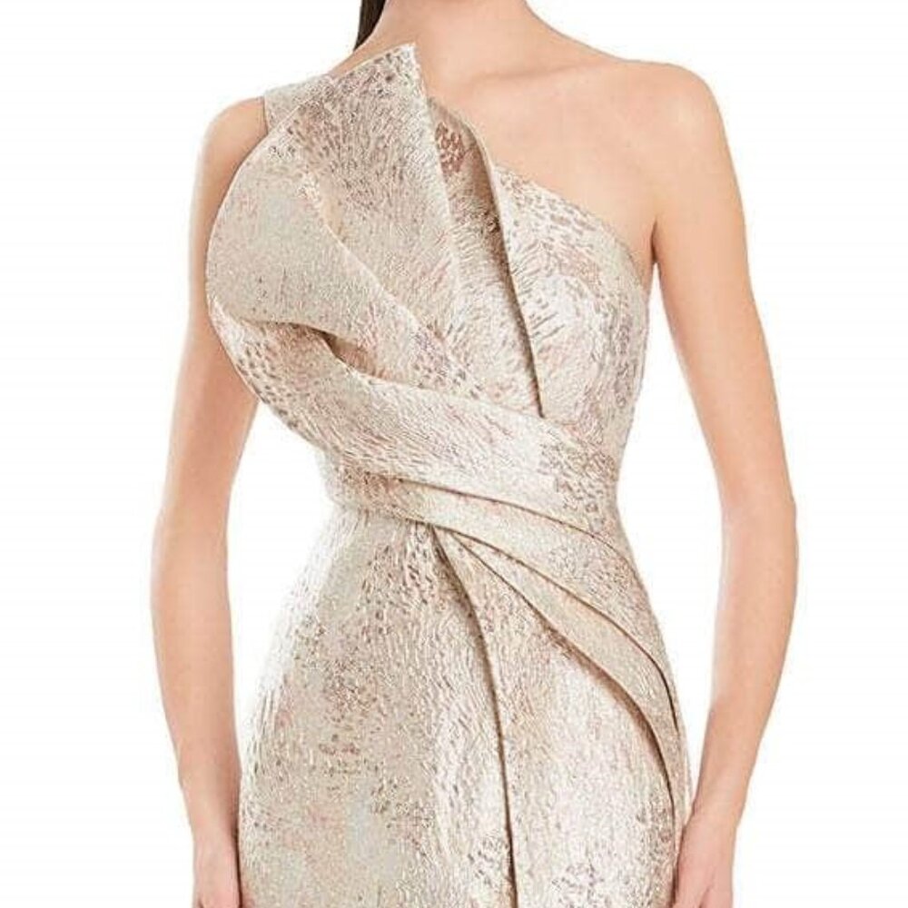 NWT Alexander by Daymor 3067S25 Draped One Shoulder A-line Dress Blush Size 8 - Picture 2 of 8